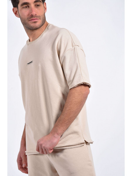 T-shirt Fleece Oversized in Beige